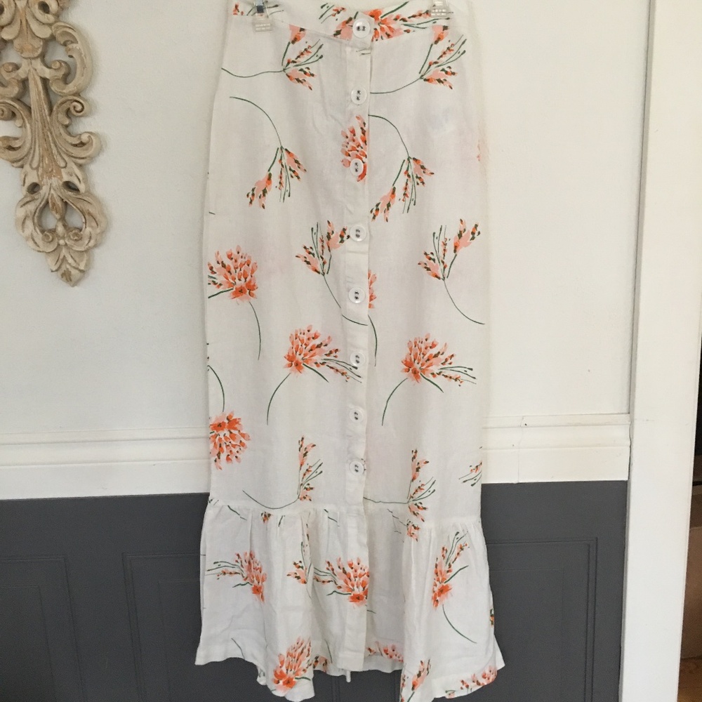 Urban outfitters linen blend long button up skirt nwt